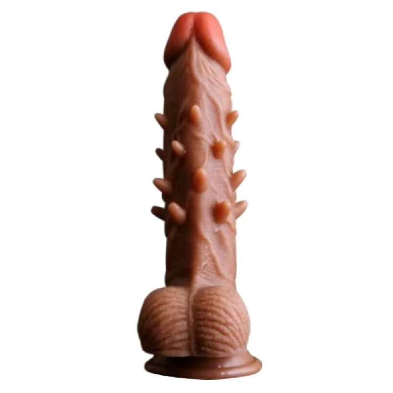 Brown Spiky 7" Realistic Silicone Dildo With Suction Cup |/| Thick Big Enormous