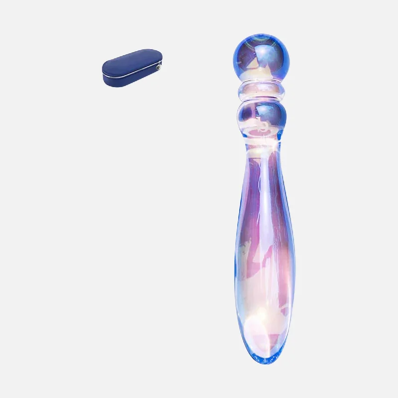 Cecii Beaded Glass Dildo - Purple