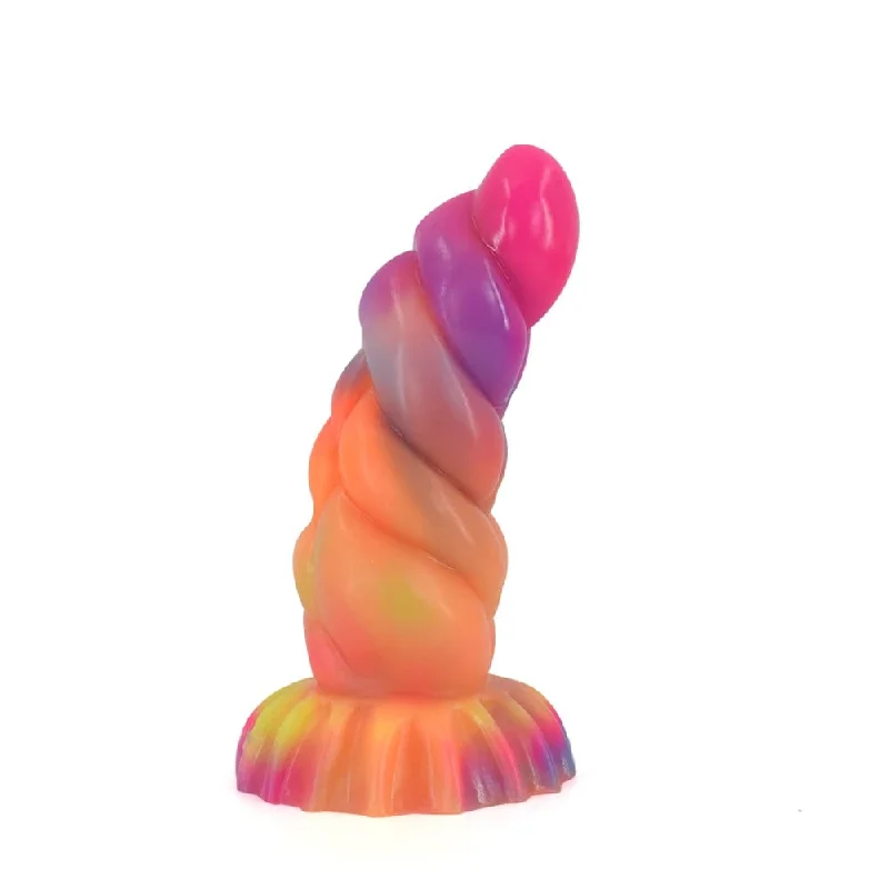 Ribbed Glowing Light Silicone Dildo with Suction Cup |/| Huge Master Anal