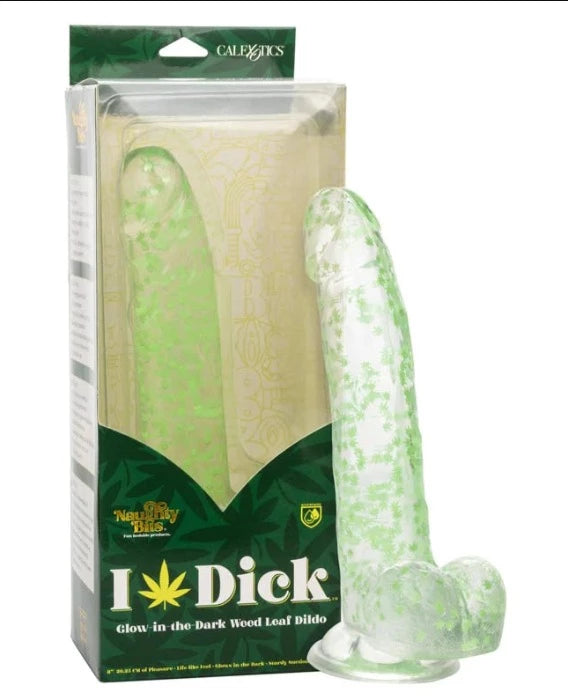 I ''Pot Leaf'' Dick Glow In The Dark Dildo