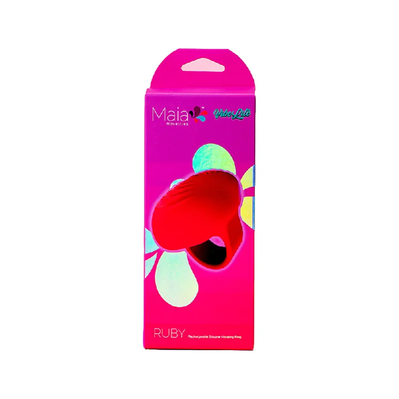 Maia Ruby Rechargeable Silicone Vibrating Finger Ring