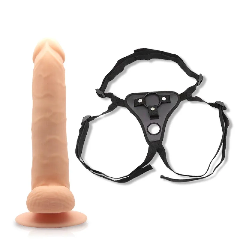 Neojoy - Daydream Realistic Dildo With Strap-On Dong Harness - Flesh - 22.3cm - 8.8 inch