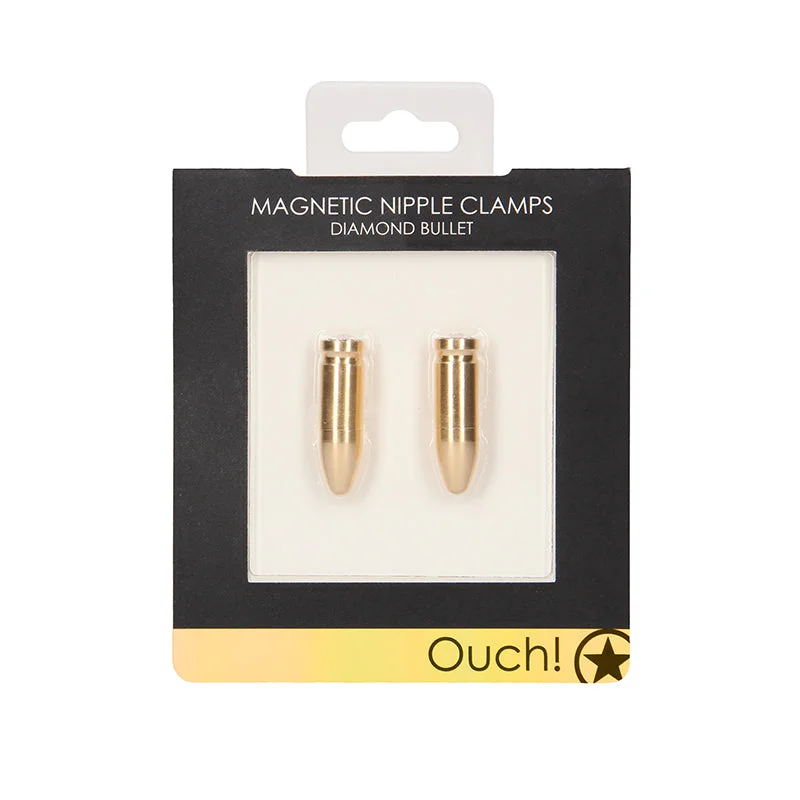 Ouch! Diamond Bullet Magnetic Nipple Clamps Gold