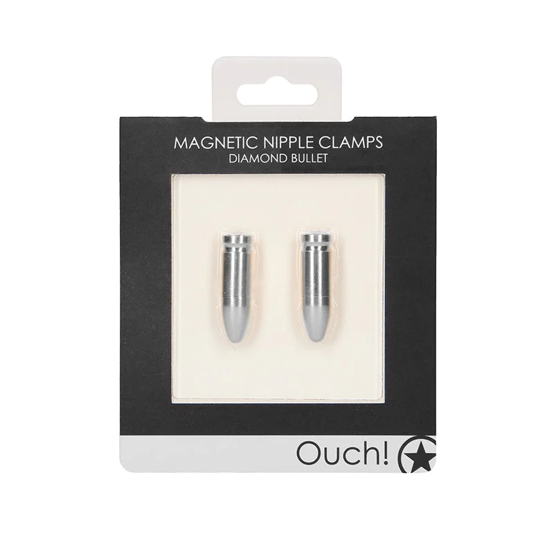 Ouch! Diamond Bullet Magnetic Nipple Clamps Silver