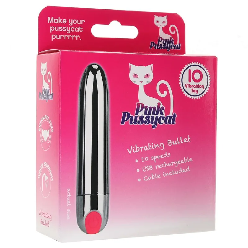 Pink Pussycat Vibrating Bullet - Silver