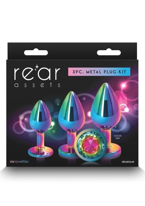 Rear Assets 3-Piece Anal Plug Kit -Rainbow Gems