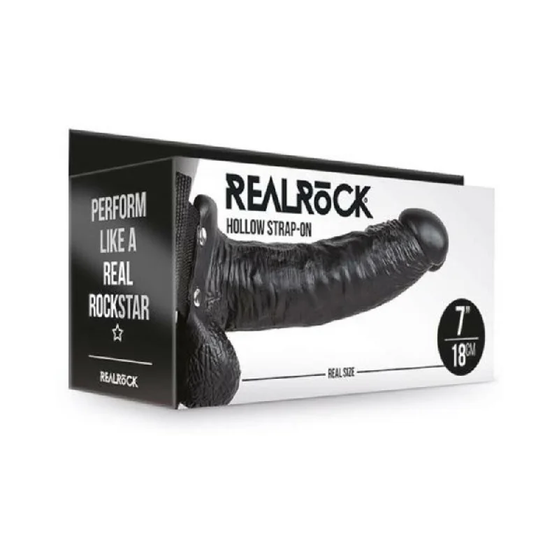 Realrock Hollow Strap On With Balls 7 In. Chocolate