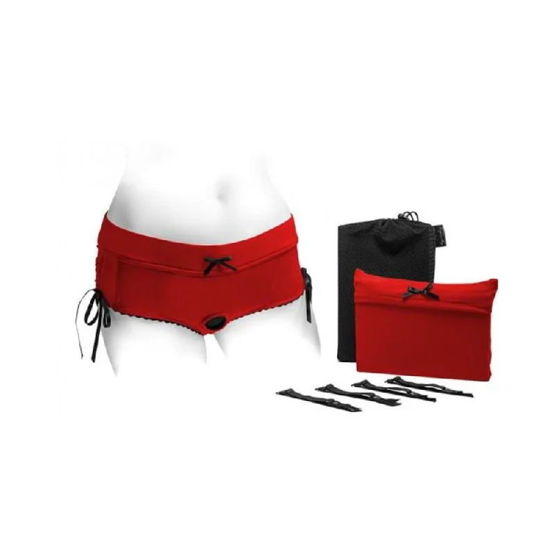 Spareparts Sasha Cinch Booty Short Harness Red/black Size Xs