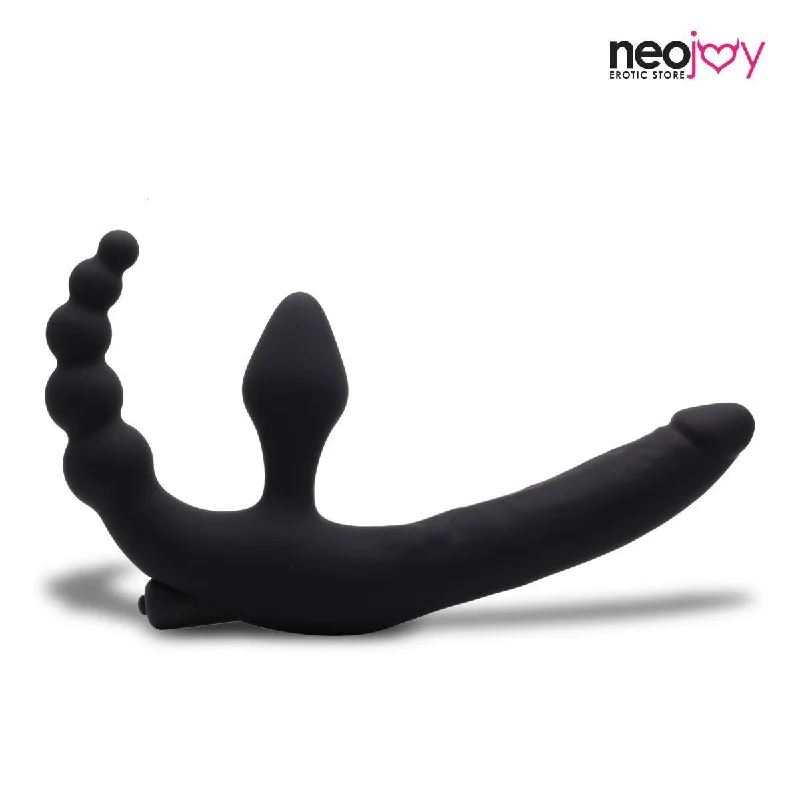 Neojoy Strapless Triple Vibrating Dildo Silicone For Solo and Couple - Black 13.77 inch- 34cm