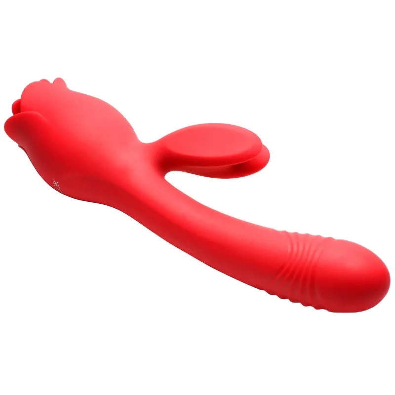 Bloomgasm Blooming Bunny Sucking & Thrusting Silicone Rabbit Vibrator Red