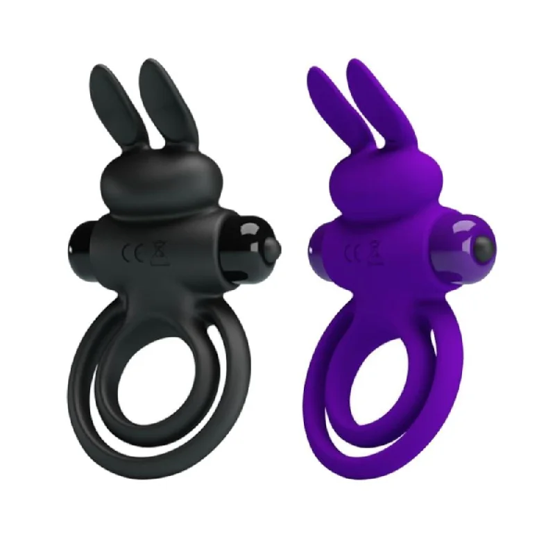 Dual Ring | Lock 10-Speed Male Rabbit Cock Vibrating Ring Silicone|/|