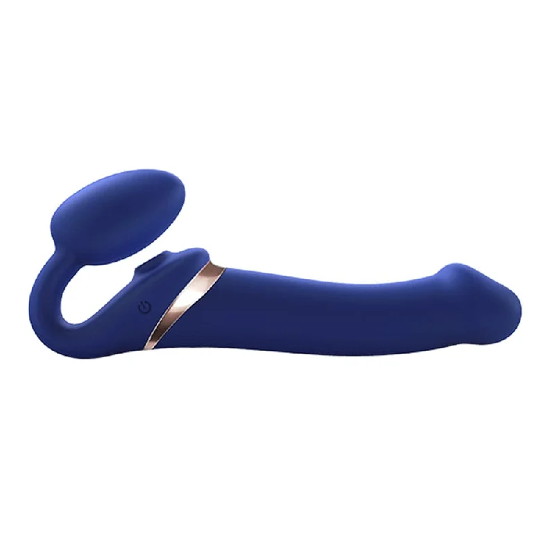 Strap-On-Me Vibrating Multi Orgasm Bendable 3 Motor Strap-On - Blue - Large