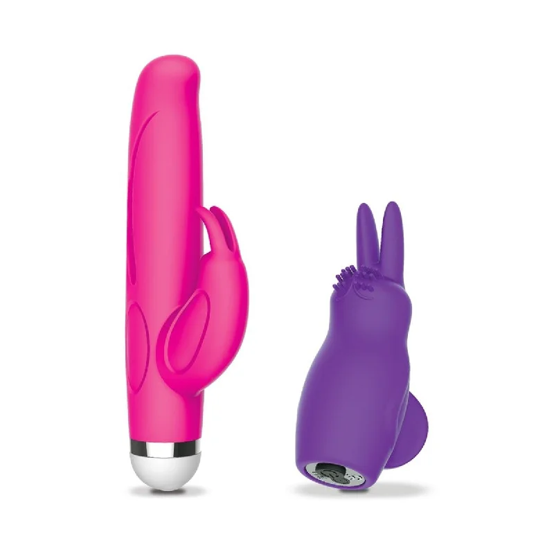 The Rabbit Company The Mini Rabbit & Finger Rabbit Couple's Playtime Set Pink Purple