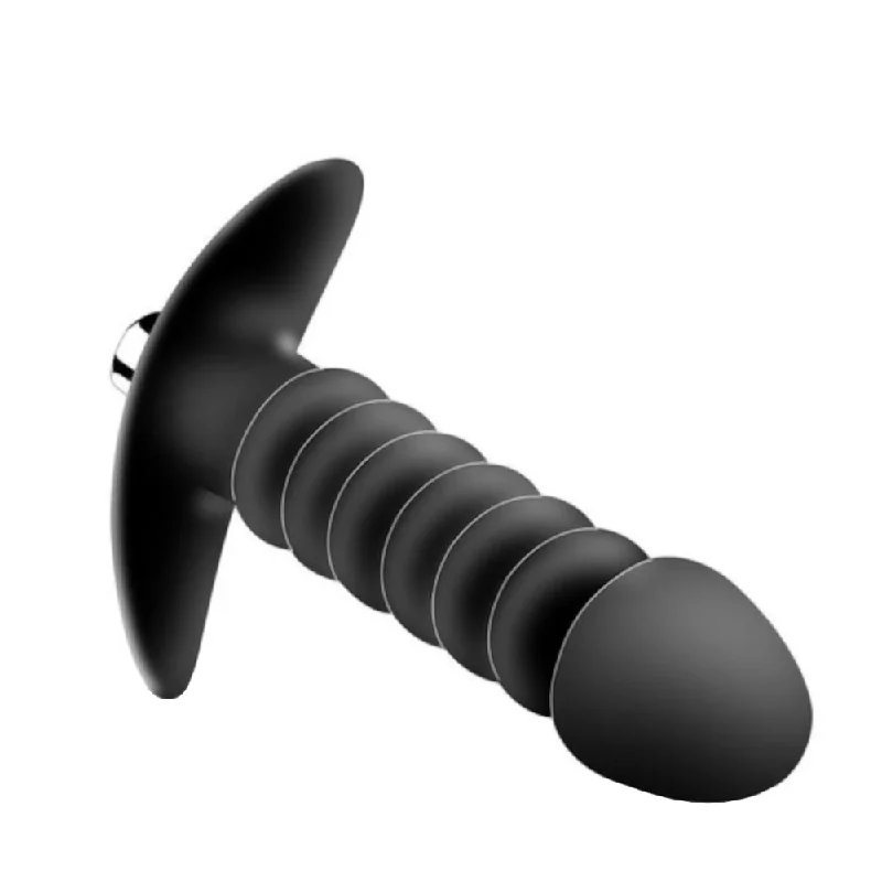 Ribbed Torpedo Silicone Vibrating Plug Men 5.24" Long|/|