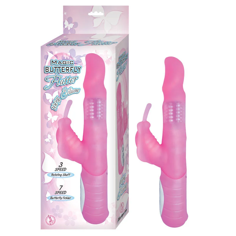 Magic Butterfly Flutter Beaded 8in. Multispeed Waterproof Clit Stimulating Vibrator (Pink)