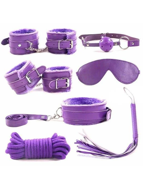 Plush 7 Piece Bondage Kit Purple