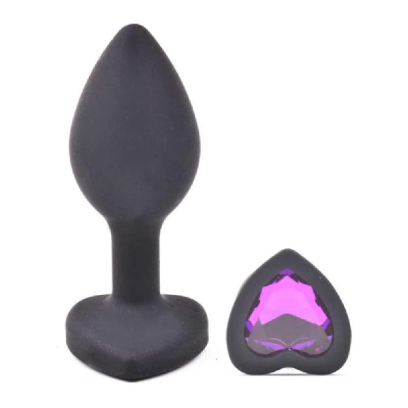 Small Silicone Anal Plug with Heart Shape Diamond