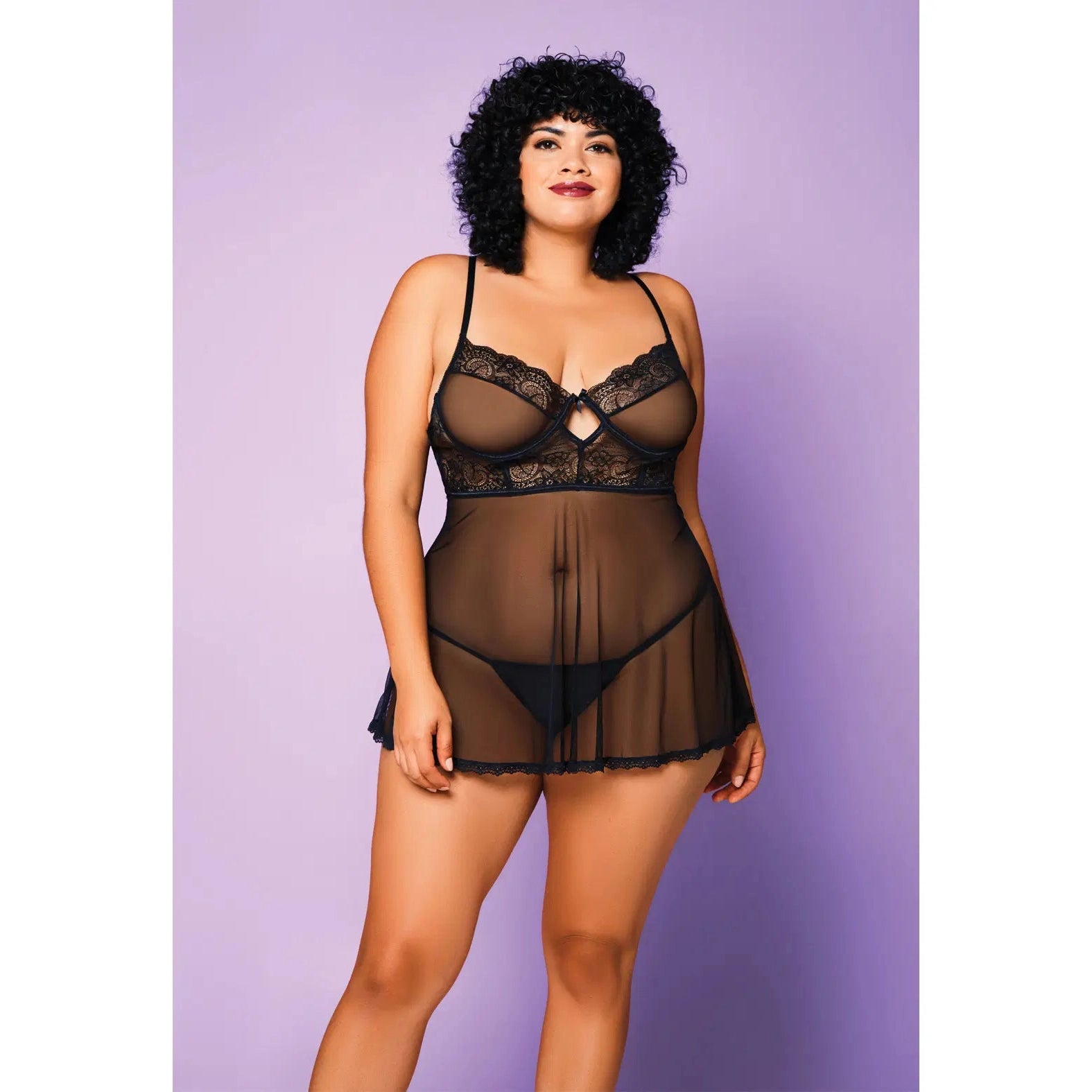 Soft Mesh Babydoll & G-String - Queen