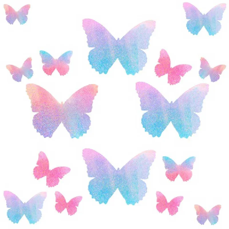 Tinky's Revenge Pink and Blue Holographic  Blacklight Butterfly Nipple Sticker Crop Top