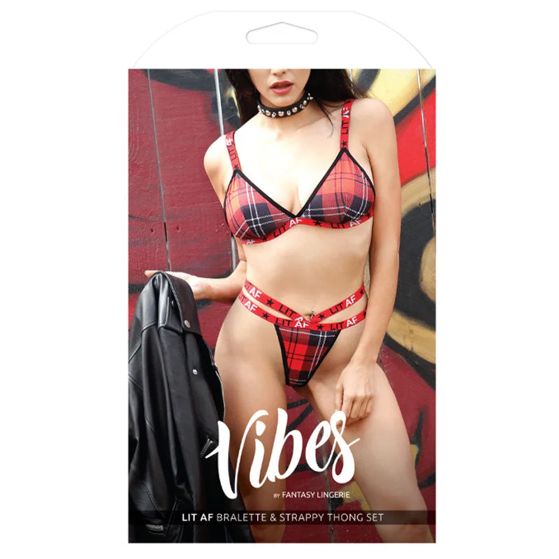 Vibes Lit AF Bralette & Thong Set ML