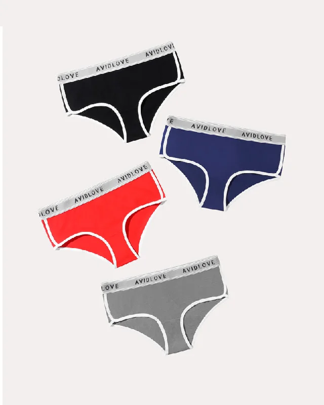 4Pcs Cotton Underwear Stretch Hipster Panties