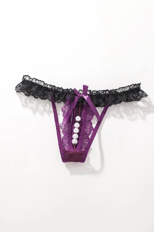 Crotchless ruffle Lace Thong