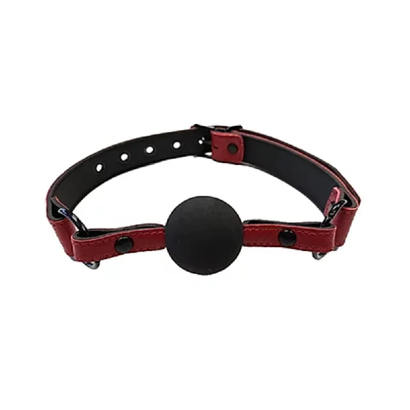 Leather Ball Gag With Rubber Ball  Burgunday & Black Accessories