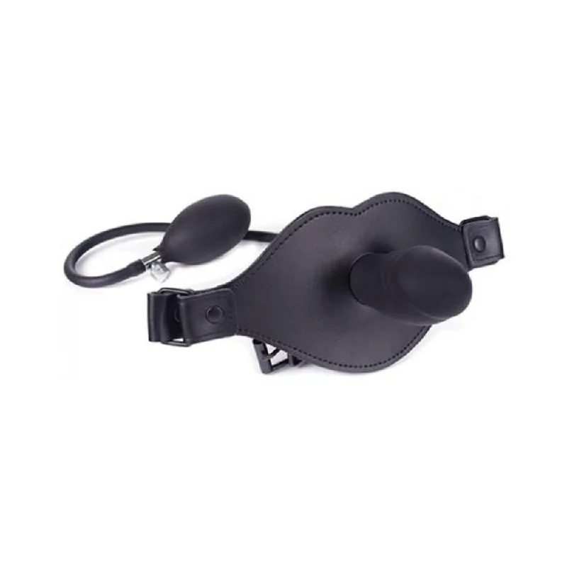 Spartacus Inflatable Dildo Gag With Hand Pump Black O/S