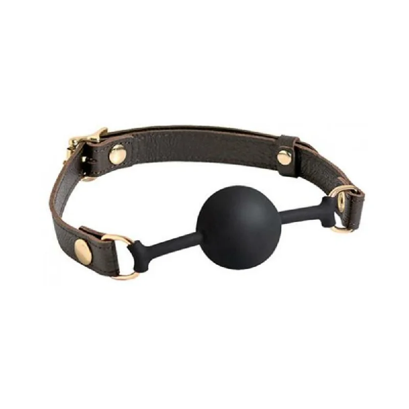 Spartacus Silicone Ball Gag - Brown Leather Strap 43mm Ball