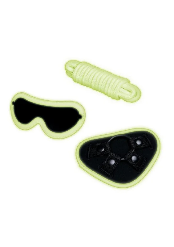 WhipSmart Glow In The Dark Strap-On Harness Set with Eye Mask and Bondage Rope