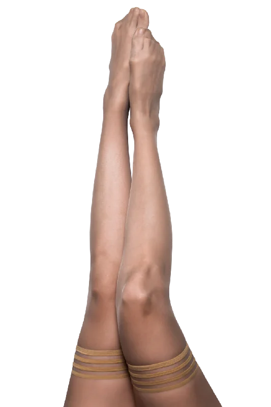 Champagne thigh-high tights with a non-slip grip