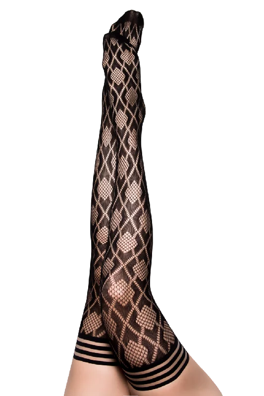 Diamond fishnet thigh-high tights