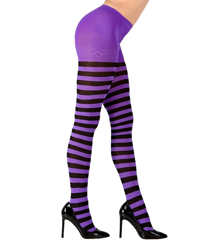 Purple and Black Striped Tights