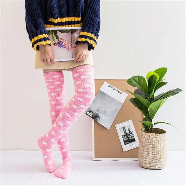 Pink Fuzzy Cloud Thigh Highs